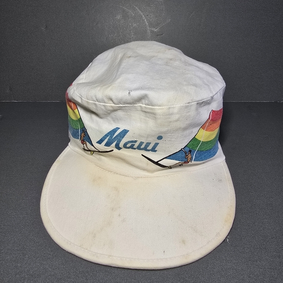 Rare VTG 70's 80's Retro HAWAII Surf Rainbow Painters Hat Cap Hawaiian Headware